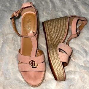 Lauren Ralph Lauren blush pink suede espadrille wedges